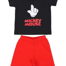 Bodycare Kids Black & Red Mickey & Friends Printed T-Shirt with Shorts-image-60
