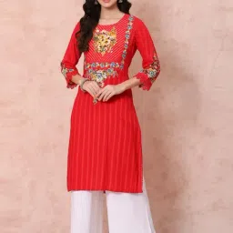 Rangriti Red Printed Straight Kurta-picture-17