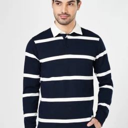 Byford By Pantaloons Navy Cotton Slim Fit Striped Sweatshirt-picture-27