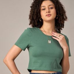 Mayra Women Solid Round Neck Cotton T-shirt-image-38