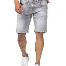 Spykar Grey Regular Fit Denim Shorts-picture-1