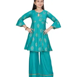 Aarika Kids Green Cotton Printed Kurti Set-image-78
