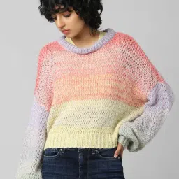 Only Multicolor Self Design Pullover-0