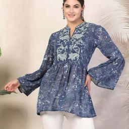 Nayam By Lakshita Navy Blue A-Line Printed Kurtis-24