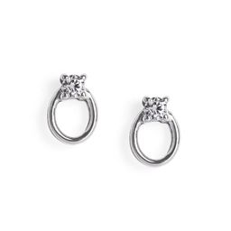 Luxevogue 92.5 Silver Rhodium Plated Oval Shaped Cubic Zirconia Studs Earrings-image-88