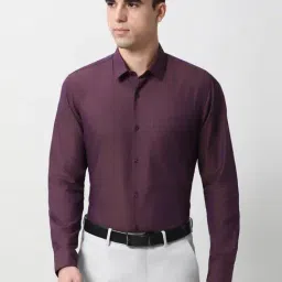 Peter England Purple Cotton Regular Fit Printed Shirt-picture-48