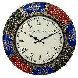 Ancient Clock Makers Round Multicolor Wood Wall Clock image 2