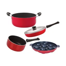 Nirlon Red Aluminium Non-Stick Cookware Combo - Set of 4 image 1