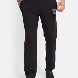 Octave Black Cotton Regular Fit Printed Sports Trackpants-picture-24