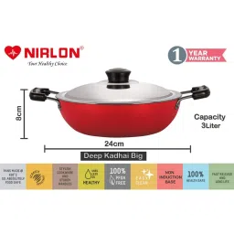 Nirlon Red Aluminium Non-Stick Cookware Set of 2 image 2