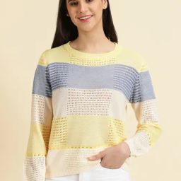 SHOWOFF Yellow Color-Block Top-image-73