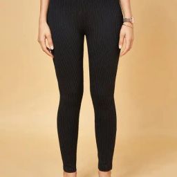 Annabelle by Pantaloons Charcoal Black Striped Treggings-image-75