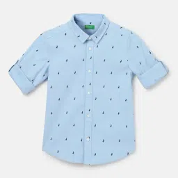 United Colors of Benetton Kids Boy's Regular Fit Spread Collar Printed Shirt-picture-5