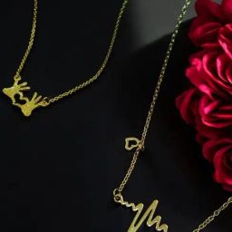 OOMPH Gold Tone Heart and HeartBeat Delicate Pendant Necklace Pack of 2-image-8
