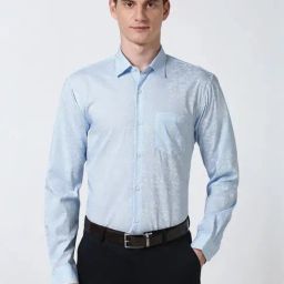 Peter England Blue Cotton Regular Fit Floral Print Shirt-image-43
