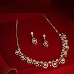 Zaveri Pearls Rose Gold Tone Dazzling Cubic Zirconia Necklace & Earrings Set-8