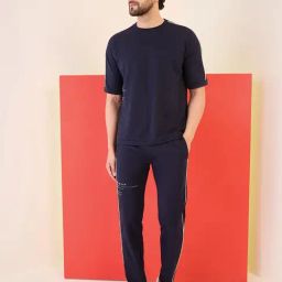 Sweet Dreams Navy Blue Regular Fit Solid Lounge Set-picture-34
