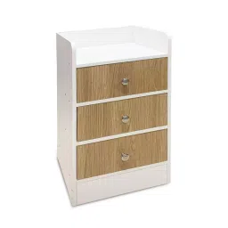 Kawachi Wooden Multipurpose Side Table With 3 Drawers For Bed Room, Living Room, KW23-White-BD-41