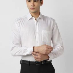 Van Heusen White Regular Fit Striped Shirt-image-121