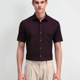 Arrow Maroon Cotton Regular Fit Texture Shirt-picture-5