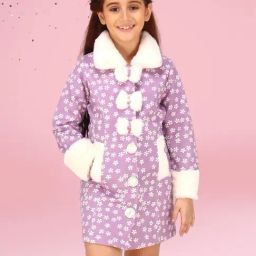Cutecumber Girls Purple Polyester Printed Mini Dress-image-99