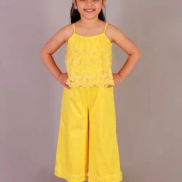 Lil Drama Kids Yellow Embroidered Jumpsuit-image-19