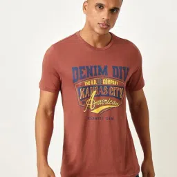 Lee Brown Cotton Slim Fit Printed T-Shirt-picture-4