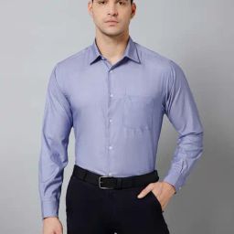 Cantabil Blue Regular Fit Self Design Shirt-image-72