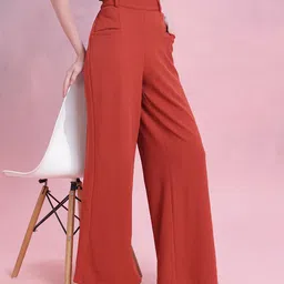 DressBerry Women Regular Fit Textured High-Rise Wide Leg Trousers-picture-2