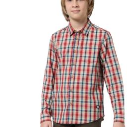 Jack & Jones Junior Red & Beige Cotton Chequered Full Sleeves Shirt-image-48
