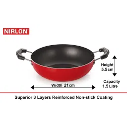 Nirlon Red Aluminium Non-Stick Coating Cookware Set of 3 image 5
