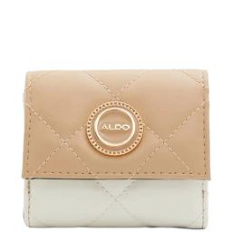 Aldo Beige Quilted Tri-Fold Wallet For Women-image-3