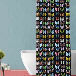 ArtzFolio Navy Blue & Yellow Printed Waterproof Shower Curtain-image-73