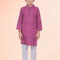 Tippy Top Kids Purple & White Printed Full Sleeves Kurta with Pyjamas-1