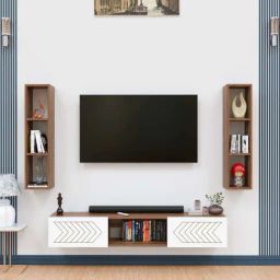 SPYDER CRAFT Tokyo Engineered Wood TV Entertainment Unit (White & Brown)-7