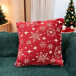 LUSHLYF Winter Wonderland Red & White Printed Velvet Square Cushion Cover-image-41