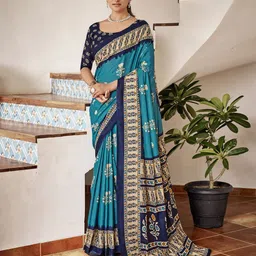 Munir Floral Pure Cotton Bagru Saree-image-19