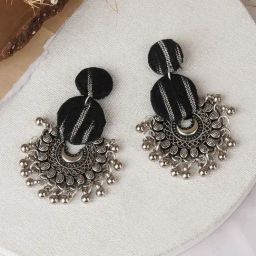 Teejh Ethnic Pranita Black Fabric Dangler Earring-picture-34