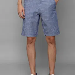 Allen Solly Blue Cotton Slim Fit Self Pattern Shorts-picture-0