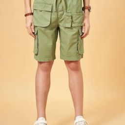 Urban Ranger By Pantaloons Green Olive Slim Fit Cargo Shorts-picture-22