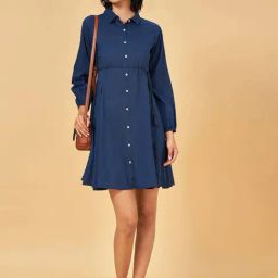 YU by Pantaloons Blue Cotton Solid Dress-picture-45