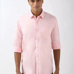 Peter England Pink Cotton Slim Fit Shirt-picture-16