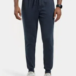 Jockey AM71 Dark Grey Super Combed Cotton Rich Joggers with Zipper Pocket-image-1