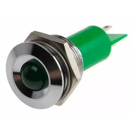 RS PRO Green Panel Mount Indicator 130 V DC. 230V AC, Mounting Hole Size 19 mm, Termination Type , Model No 208144-34