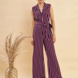 KASSUALLY Multicolor Striped Jumpsuit-image-54