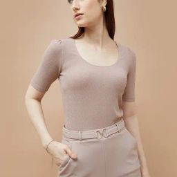 Code Medium Beige Regular Fit Top-65