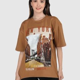 Chkokko Brown Printed T-Shirt-image-44