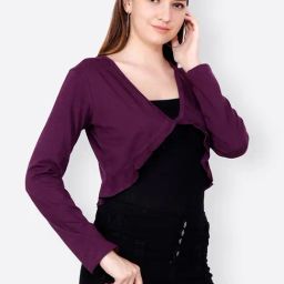 Cation Purple Full Sleeves Shrug-25