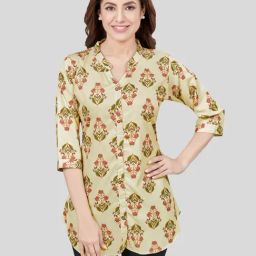 Saree Swarg Lime Green Printed A Line Kurti-picture-10