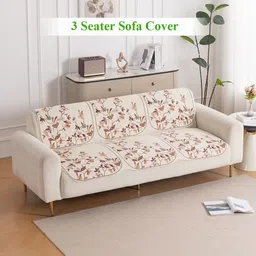 HOKIPO Beige & Brown 2 Pieces Printed Sofa Covers-picture-20